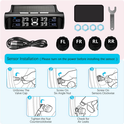 Solar Power Car Tire Pressure Monitoring Tool