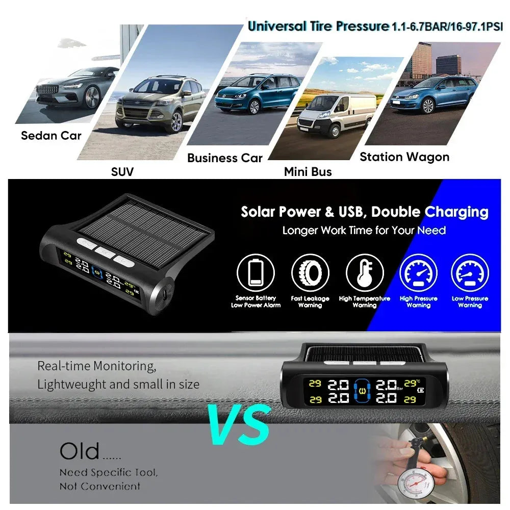 Solar Power Car Tire Pressure Monitoring Tool