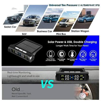 Solar Power Car Tire Pressure Monitoring Tool